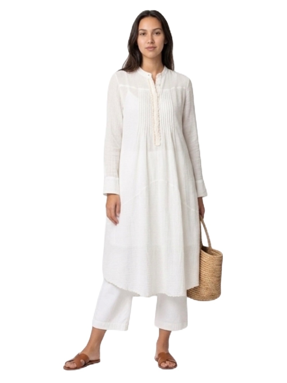 See By Chloe Women's White Tunic/Dress - Lightweight Long Sleeve